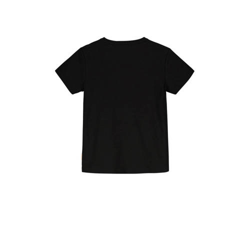 Moodstreet T-shirt met printopdruk zwart roze Meisjes Stretchkatoen Ronde hals 86 92