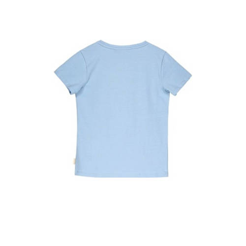 Moodstreet T-shirt met printopdruk lichtblauw Meisjes Stretchkatoen Ronde hals 86 92