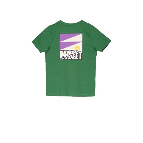Moodstreet T-shirt met backprint donkergroen Jongens Stretchkatoen Ronde hals 110 116