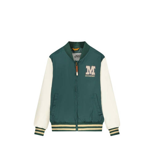 Moodstreet baseball jacket groen/offwhite Jas Jongens Gerecycled polyester Opstaande kraag