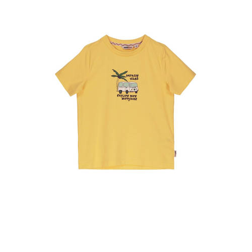 Moodstreet T-shirt met printopdruk zonnig geel Jongens Katoen Ronde hals