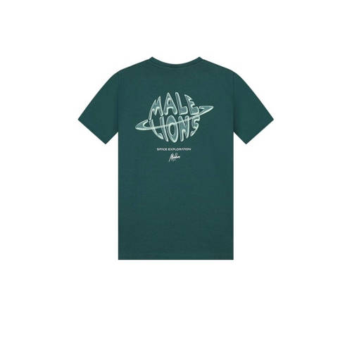 Malelions T-shirt Space met logo groen Jongens Stretchkatoen Ronde hals 176