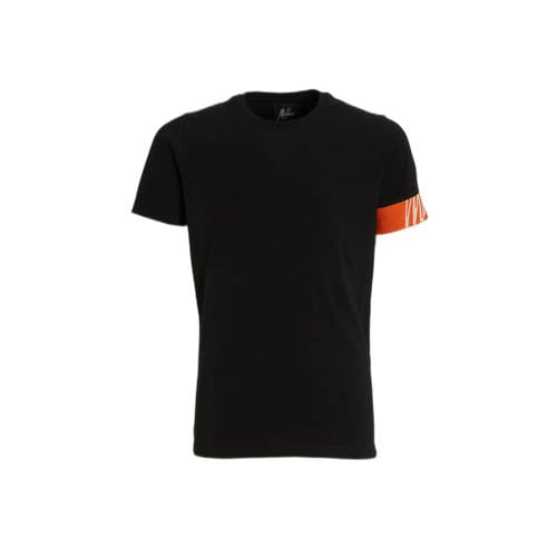 Malelions T-shirt Captain met logo zwart Jongens Stretchkatoen Ronde hals