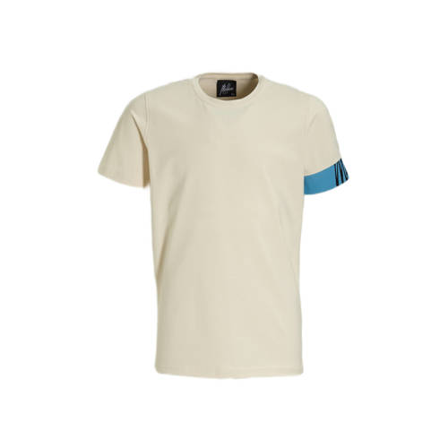 Malelions T-shirt Captain met logo beige Jongens Stretchkatoen Ronde hals