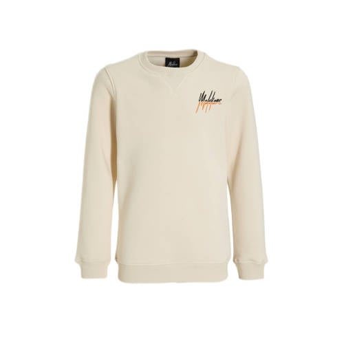 Malelions sweater Split met logo beige Logo