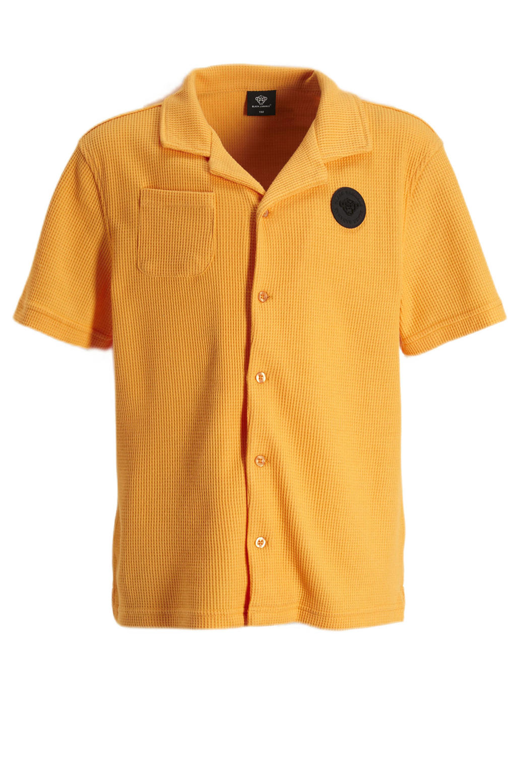 Oranje jongens BLACK BANANAS T-shirt van katoen met effen, korte mouwen, klassieke kraag en knoopsluiting