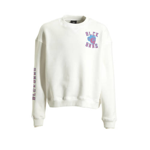 BLACK BANANAS sweater JR. VIBES met printopdruk wit/blauw/roze Printopdruk