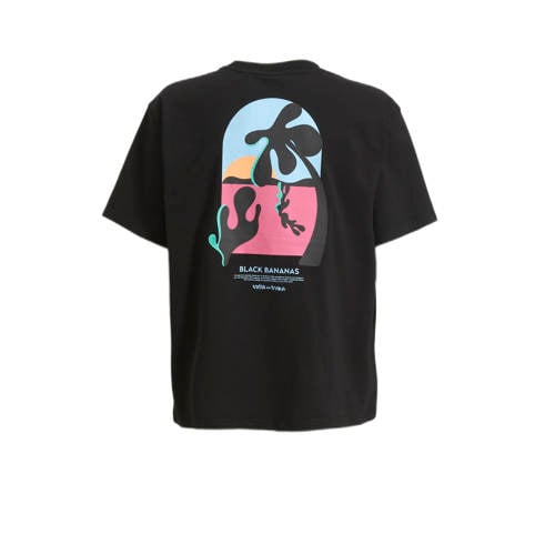BLACK BANANAS T-shirt JR. WAVEY met printopdruk zwart Jongens Stretchkatoen Ronde hals 176