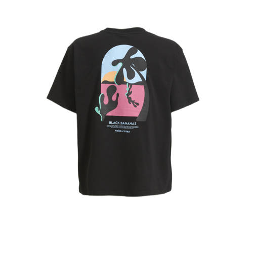 BLACK BANANAS T-shirt JR. WAVEY met printopdruk zwart Jongens Stretchkatoen Ronde hals 176