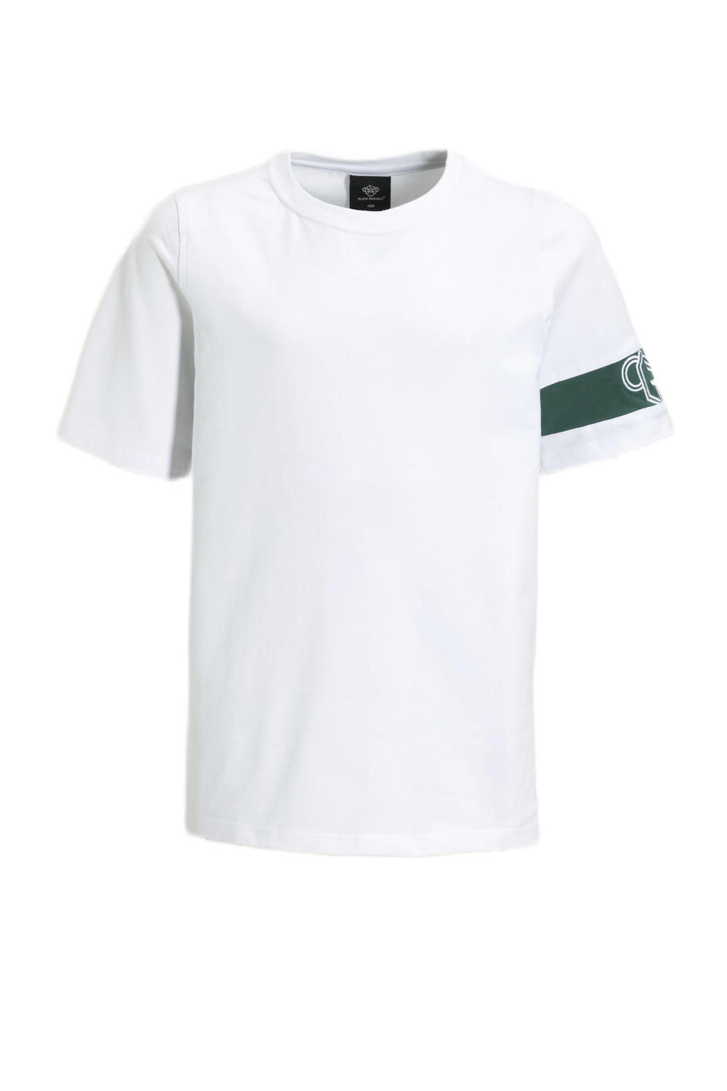 Wit en groene jongens BLACK BANANAS T-shirt van katoen met effen, korte mouwen en ronde hals