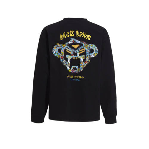 BLACK BANANAS longsleeve JR. CRAYON met printopdruk zwart Jongens Katoen Ronde hals 140