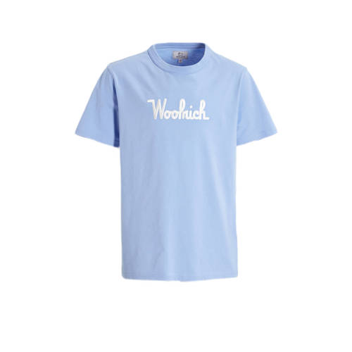Woolrich T-shirt met tekst lichtblauw Jongens Katoen Ronde hals Tekst - 152