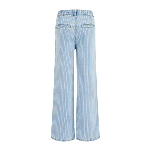 WE Fashion Blue Ridge high waist wide leg jeans met krijtstreep bleached denim Blauw 116