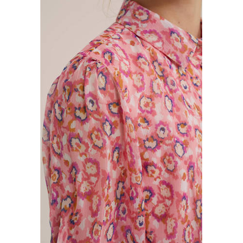 WE Fashion jurk van gerecycled polyester roze All over print 134 140