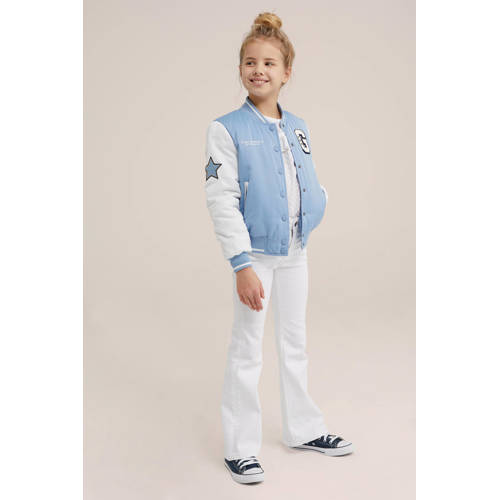 WE Fashion Blue Ridge flared jeans wit Meisjes Stretchdenim Effen 170