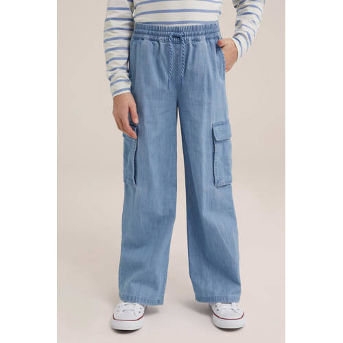 WE Fashion Blue Ridge wide leg jeans blue denim Broek Blauw Meisjes Katoen 98