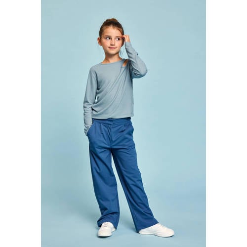 name it KIDS top NKFNINNIE lichtblauw Meisjes Viscose Ronde hals Effen 122 128