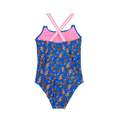 WE Fashion badpak blauw Meisjes Gerecycled polyamide All over print 92