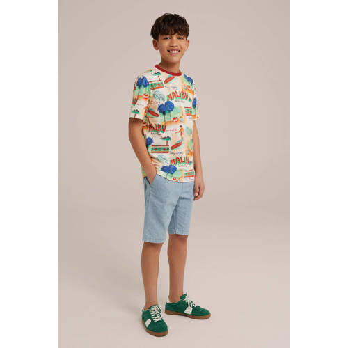 WE Fashion T-shirt met all over print multi Jongens Katoen Ronde hals All over print 170 176