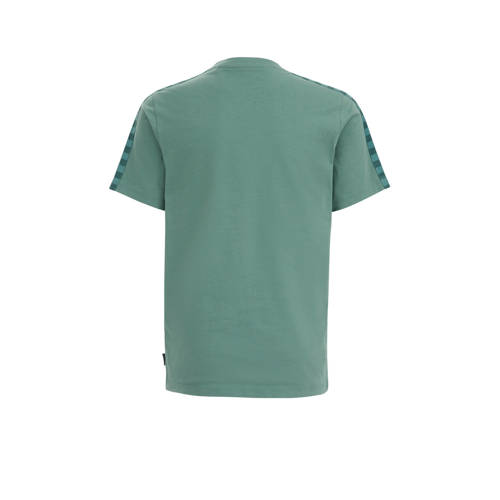 WE Fashion t-shirt groen donkergroen Jongens Katoen Ronde hals Printopdruk 110 116