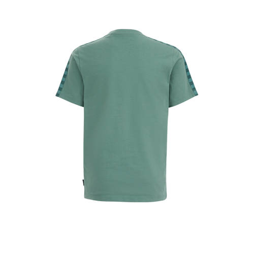 WE Fashion t-shirt groen donkergroen Jongens Katoen Ronde hals Printopdruk 134 140