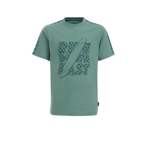 WE Fashion t-shirt groen/donkergroen Jongens Katoen Ronde hals Printopdruk