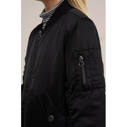 WE Fashion bomberjack zomer van polyester zwart Jas Effen 122 128