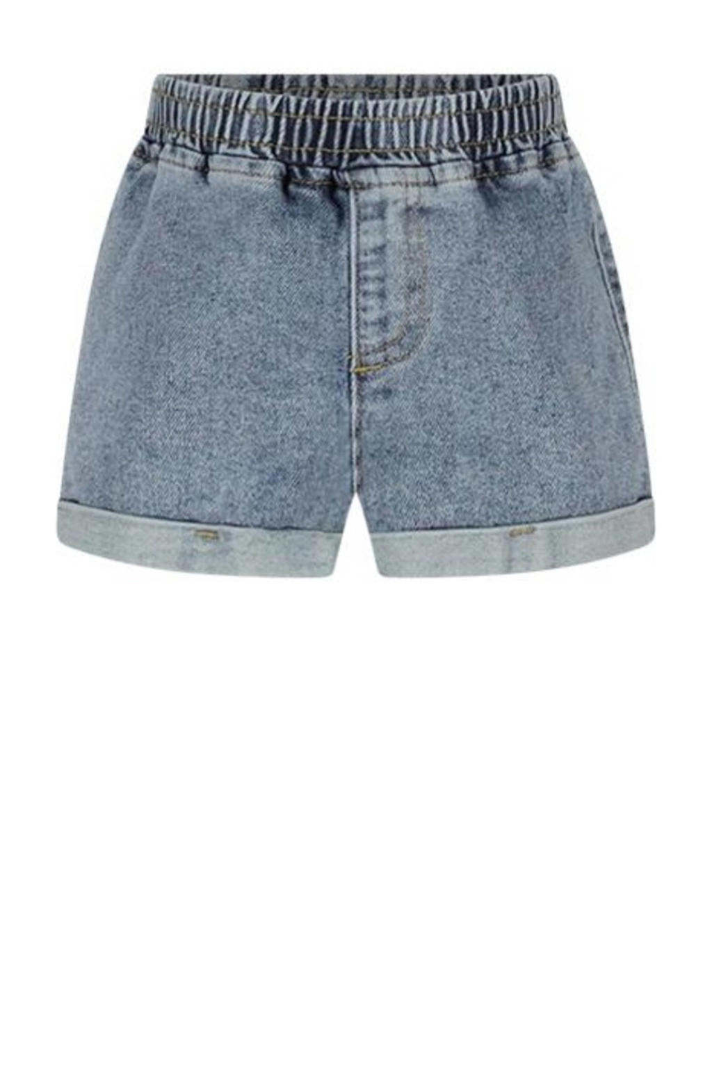 Blauwe The New Chapter baby short Jip classic van stretchdenim met regular waist, elastische tailleband en effen