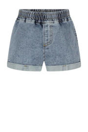 thumbnail: Blauwe The New Chapter baby short Jip classic van stretchdenim met regular waist, elastische tailleband en effen