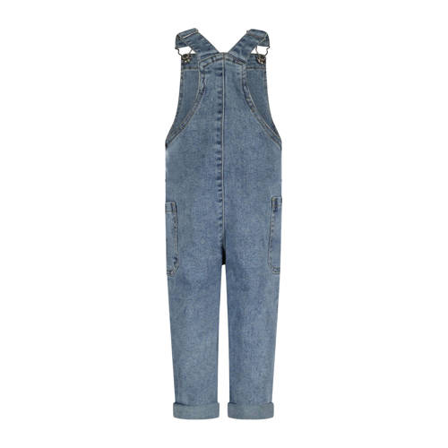 The New Chapter loose fit tuinbroek Jamie medium blue denim Blauw Stretchdenim Vierkante hals 104