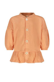 thumbnail: Roze meisjes The New Chapter baby blouse Julie van katoen met effen, lange mouwen, mao kraag, knoopsluiting en textuur