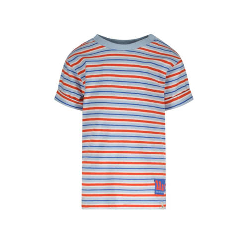 The New Chapter gestreept T-shirt Lou blauw/rood/wit Jongens/Meisjes Biologisch katoen Ronde hals