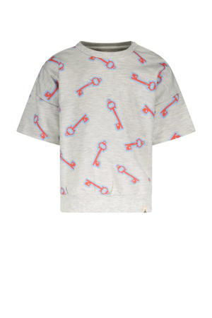 T-shirt Lux met all over print grijs/lichtblauw