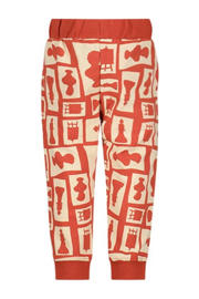 thumbnail: Rood en ecru jongens The New Chapter regular fit joggingbroek Jip van sweat materiaal met elastische tailleband met koord