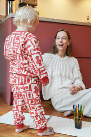 thumbnail: The New Chapter regular fit joggingbroek Jip met all over print rood/ecru