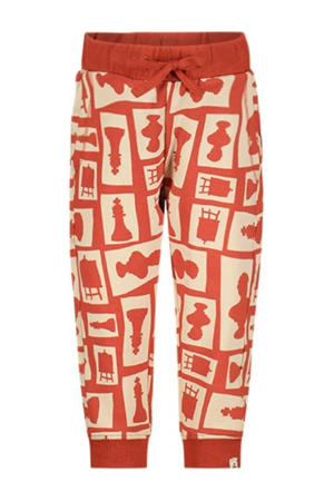regular fit joggingbroek Jip met all over print rood/ecru