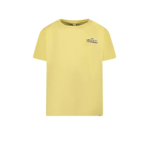 The New Chapter T-shirt Roan met backprint geel Jongens Meisjes Katoen Ronde hals 74