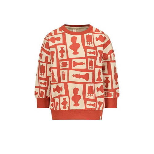 The New Chapter sweater Bowe met all over print rood/ecru All over print