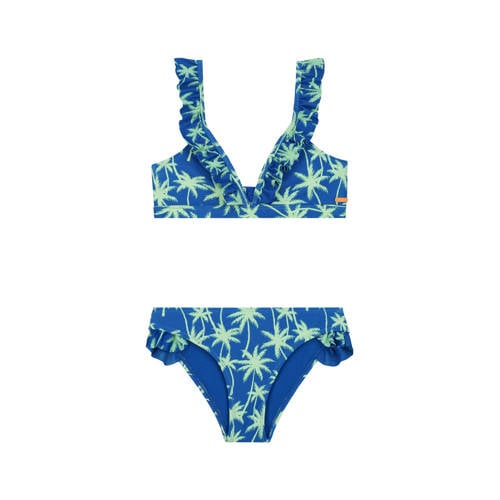 Shiwi triangel bikini Bella blauw/groen Meisjes Gerecycled polyester All over print