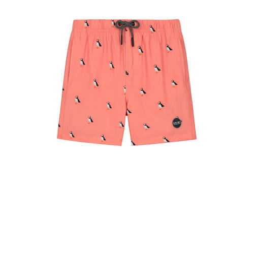 Shiwi zwemshort Puffin oranje Jongens Gerecycled polyester All over print