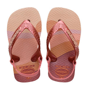 teenslippers met hielbandje roze metallic