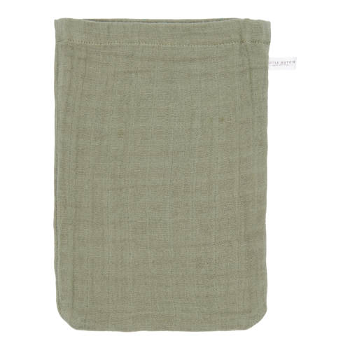 Little Dutch hydrofiel washandje set van 2- Little Farm Olive Hydrofiele washandjes Groen