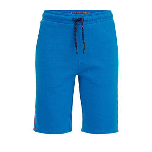 WE Fashion slim fit sweatshort blauw/oranje Korte broek Jongens Katoen - 104