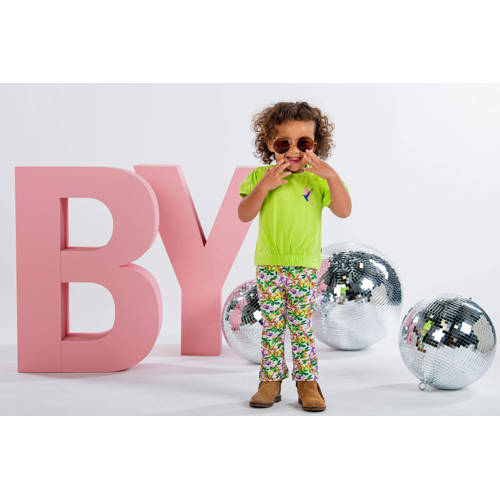 B.Nosy T-shirt met printopdruk gifgroen Meisjes Stretchkatoen Ronde hals 80
