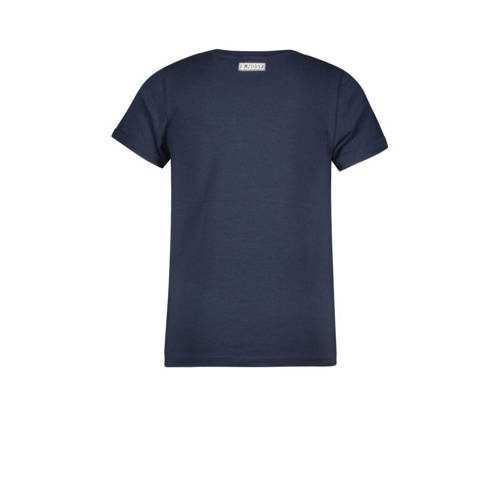 B.Nosy Vivianne T-shirt Blauw Meisjes Polyester Ronde hals Bloemen 98