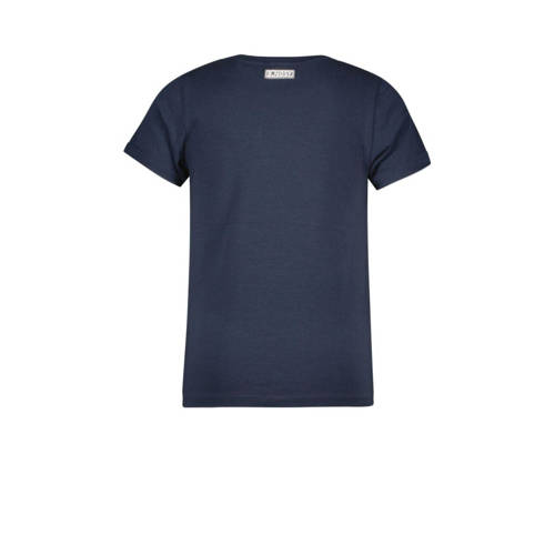 B.Nosy gebloemd T-shirt Vivianne donkerblauw Meisjes Polyester Ronde hals 98