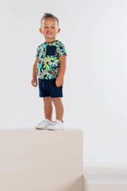 thumbnail: B.Nosy sweatshort met bladprint donkerblauw