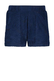 thumbnail: Donkerblauwe jongens B.Nosy sweatshort met regular waist, elastische tailleband en bladprint