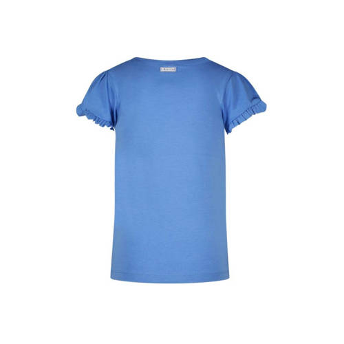 B.Nosy T-shirt met printopdruk en ruches hemelsblauw Meisjes Stretchkatoen Ronde hals 122 128