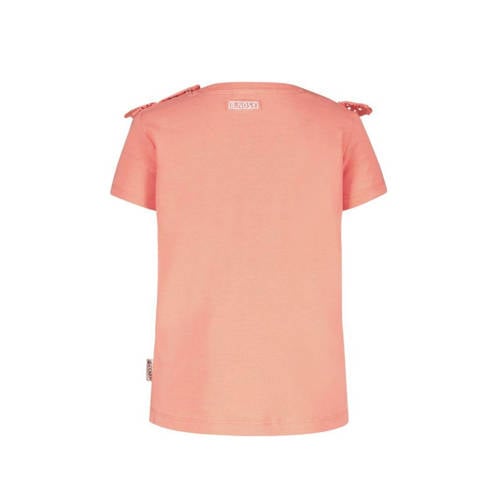 B.Nosy T-shirt perzik Roze Meisjes Stretchkatoen Ronde hals Effen 74